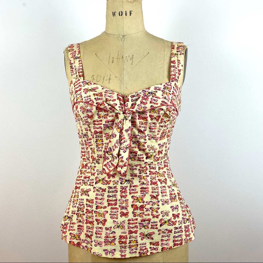 Anthropologie Peplum Tie Front Tank